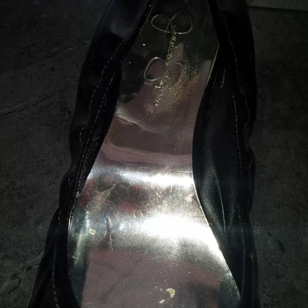 Jessica Simpson Size 10 Black Vinyl Flats *Light Use* - Picture 2 of 12